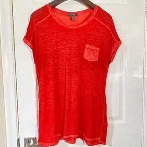 Style & Co. Red Burnout Pocket Short Sleeve Tee T-Shirt Size PXL. NWOT